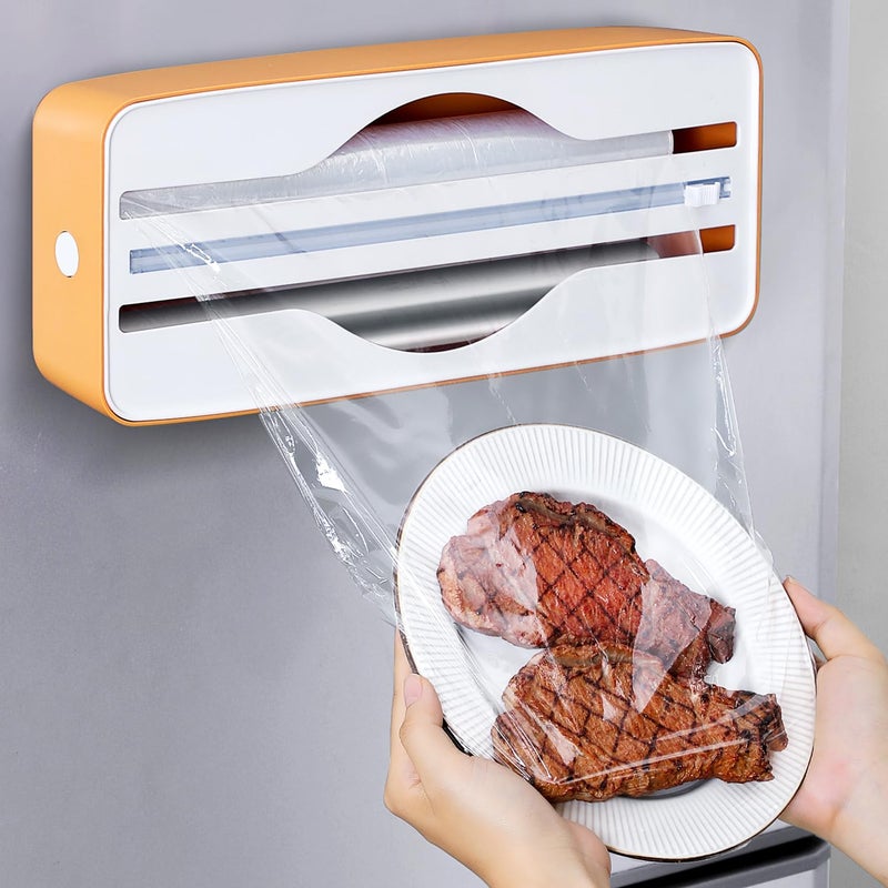 Sonile Dual-Slot Multifunctional Kitchen Cutter | For Cling Film, Aluminum Foil, and Parchment Paper Storage & Cutting | Easily Cut Two Materials at Once (Yellow(magnetic)) - Image 3